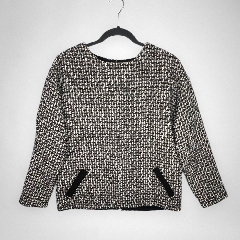 ATELIER CAMILLE 2 Houndstooth Top Black & White Long Sleeve Anthropologie